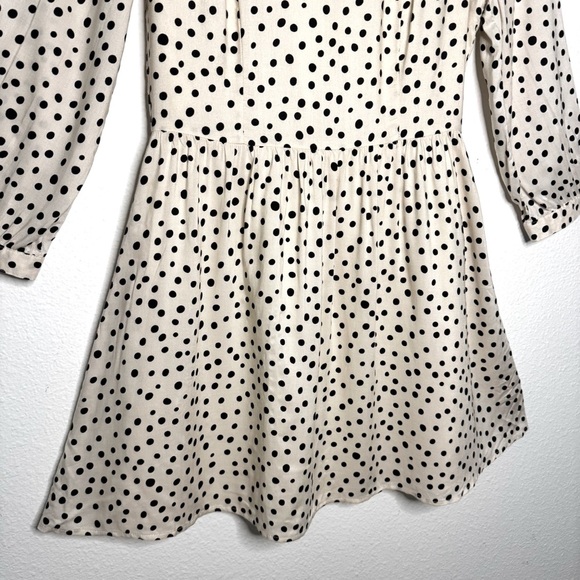 Forever 21 off white black polka dots 3/4 sleeve mini dress size medium - Picture 4 of 11